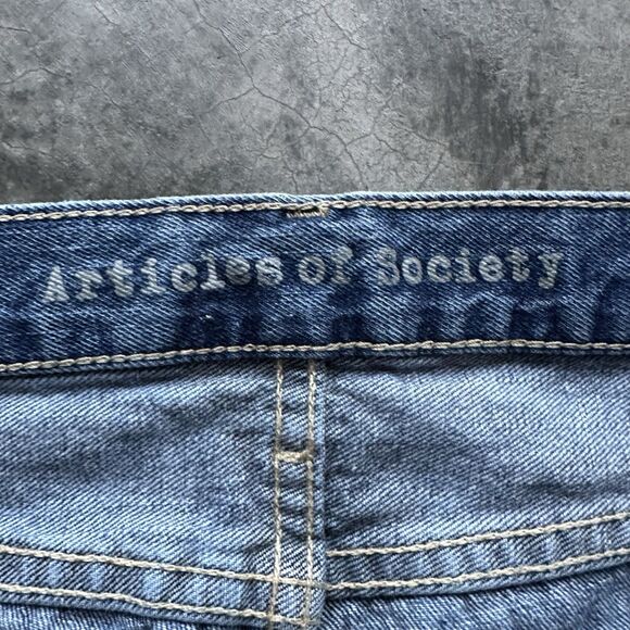 Size 26 - Articles Of Society Women's Distressed Jeans Dark Wash Patches - Picture 8 of 16
